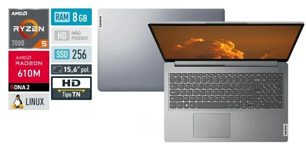 Um notebook Lenovo, como qualquer outro computador portátil, combina processador, memória, armazenamento e bateria para rodar seus programas, navegar na internet e executar tarefas do dia a dia